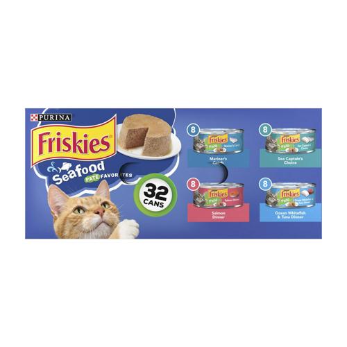 (32 Pack) Friskies Pate Wet Cat Food Variety Pack, Seafood Favorites, 5.5 oz. Cans