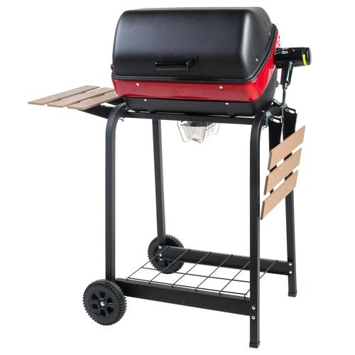 Americana Electric Cart Grill with Folding Side Tables and Wire Shelf