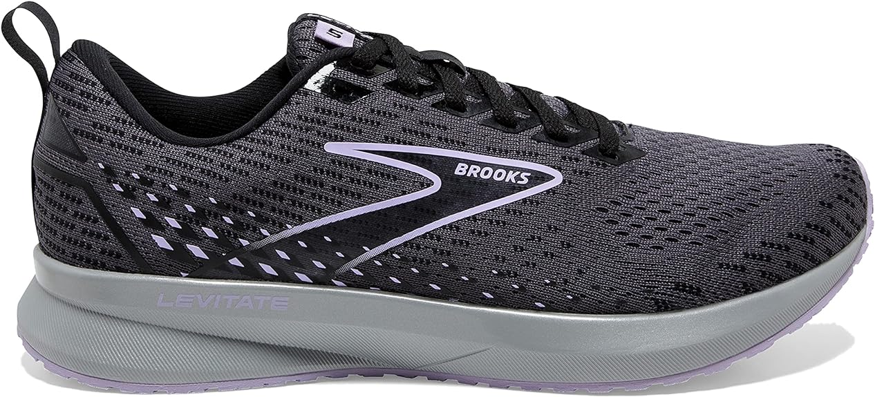 Women's Brooks Levitate 5, Ebony/Black/Lilac, 9.5 B Medium