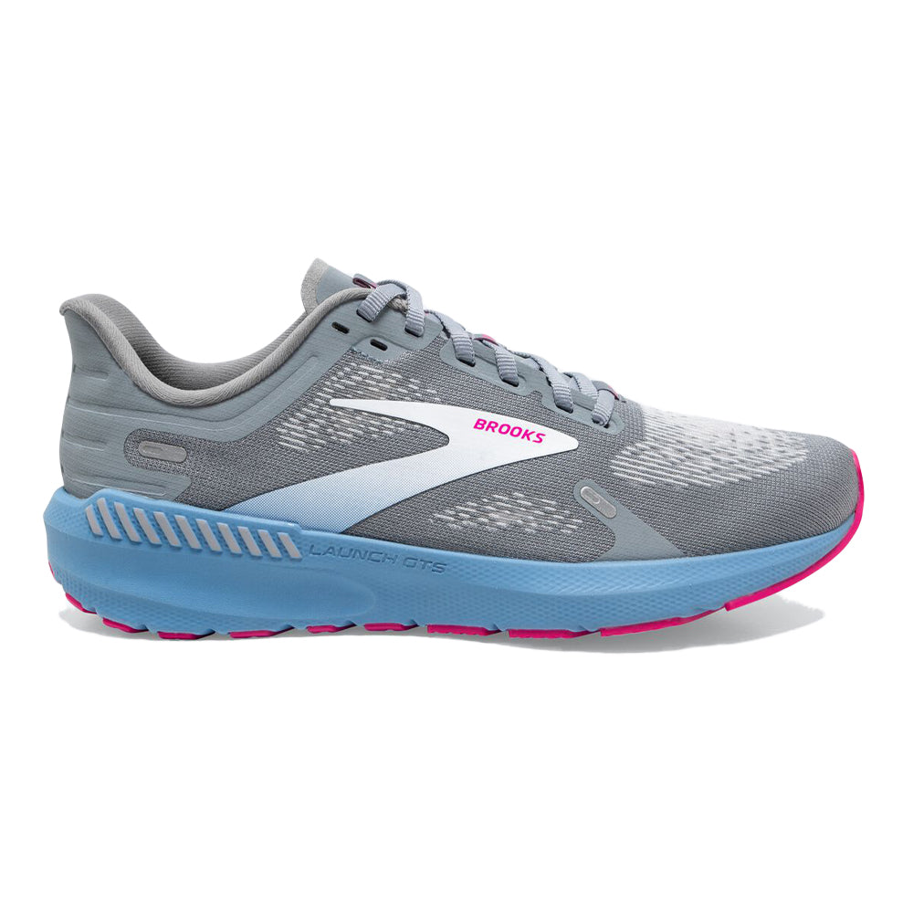 Women's Brooks Launch GTS 9, Grey/Blue/Pink, 9 B Medium