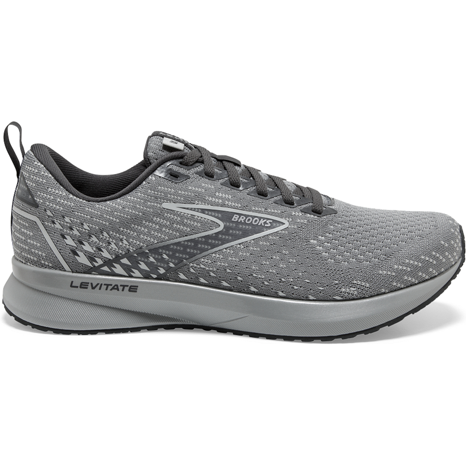 Women's Brooks Levitate 5, Grey/Oyster/Blackened Pearl, 6.5 B Medium