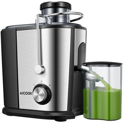 AICOOK Juicer Easy to Clean, 3 Juice Extractor BPA Free Compact Fruits and Vegetables Juicer, Dual Speed Centrifugal Juicer with Non-drip Function, Stainless Steel Juicers