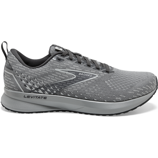 Women's Brooks Levitate 5, Grey/Oyster/Blackened Pearl, 7.5 B Medium