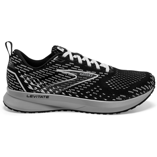 Women's Brooks Levitate 5, Black/Grey/White, 10 B Medium
