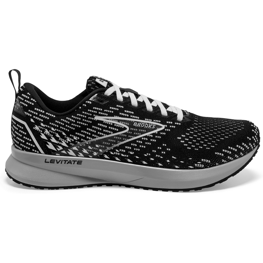 Women's Brooks Levitate 5, Black/Grey/White, 9.5 B Medium