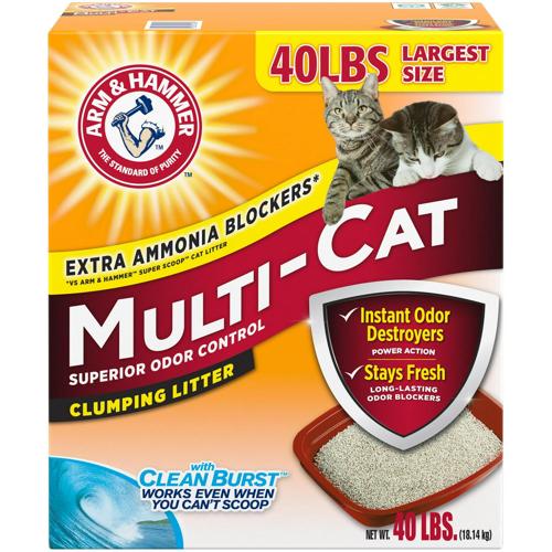 Arm and Hammer Multi-Cat Superior Odor Control with Clean Burst Clumping Cat Litter, 40lb