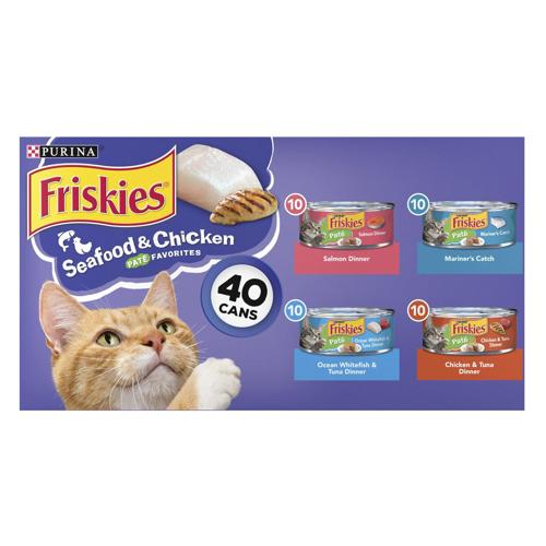 (40 Pack) Friskies Pate Wet Cat Food Variety Pack, Seafood and Chicken Pate Favorites, 5.5 oz. Cans