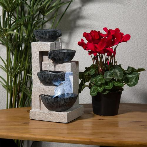 Alpine Corporation 8*7*14 Plug-In Cascading Tabletop Fountain, Gray